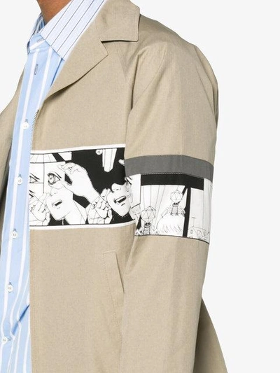 Shop Prada Comic Band Mac Jacket - Neutrals