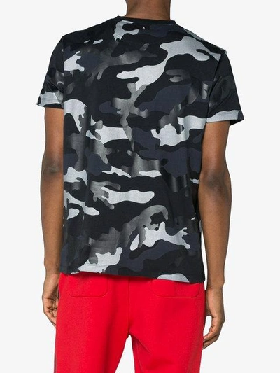 Shop Valentino Camouflage Round Neck T Shirt In Black