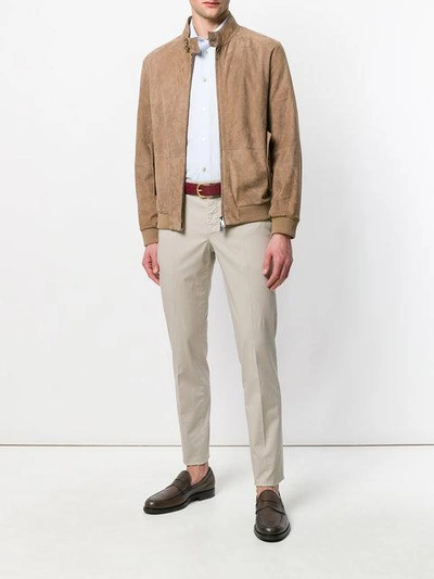 Shop Incotex Slim Fit Chinos In Neutrals