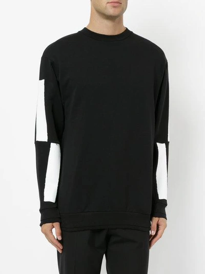 Shop Icosae Graphic Sleeves Sweater In Black