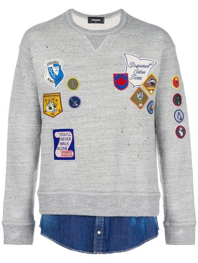 Shop Dsquared2 Embroidered Badge Sweatshirt In Grey