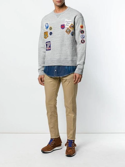 Shop Dsquared2 Embroidered Badge Sweatshirt In Grey