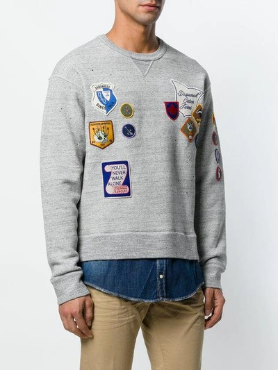 Shop Dsquared2 Embroidered Badge Sweatshirt In Grey