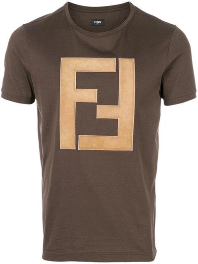 Shop Fendi Ff Logo T In Brown