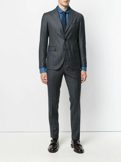Shop Tagliatore Pinstripe Formal Suit In Blue