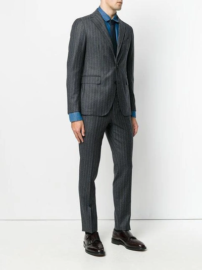 Shop Tagliatore Pinstripe Formal Suit In Blue