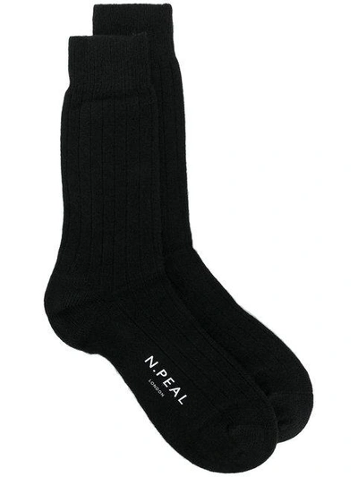 Shop N•peal Logo-print Knit Socks In Black