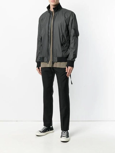 Shop Helmut Lang Zipped Bomber Jacket In Black