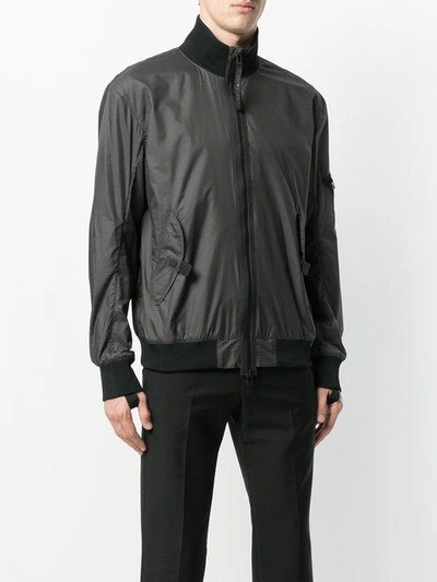 Shop Helmut Lang Zipped Bomber Jacket In Black