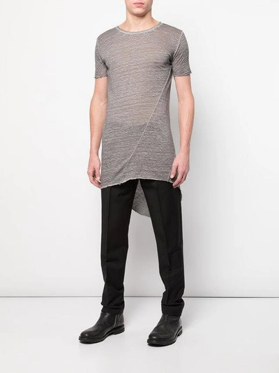 Shop Army Of Me Longline T-shirt In Grey