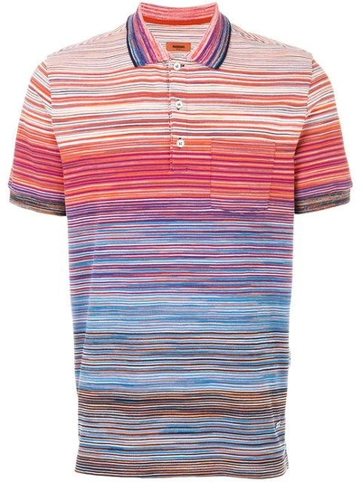 Shop Missoni Striped Polo Shirt - Multicolour