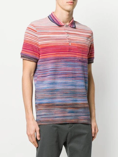 Shop Missoni Striped Polo Shirt - Multicolour