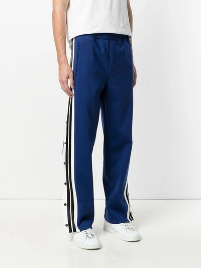 Shop Neil Barrett Striped Piped Track Pants In Blue