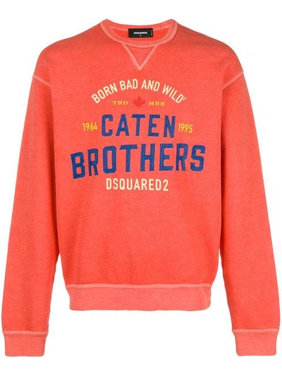 Shop Dsquared2 Caten Brothers Print Sweatshirt In Red
