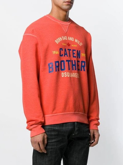 Dsquared2 Caten Brothers Print Sweatshirt In Red | ModeSens