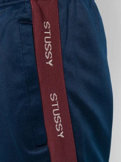 Shop Stussy Logo Elasticated Waist Trousers - Blue