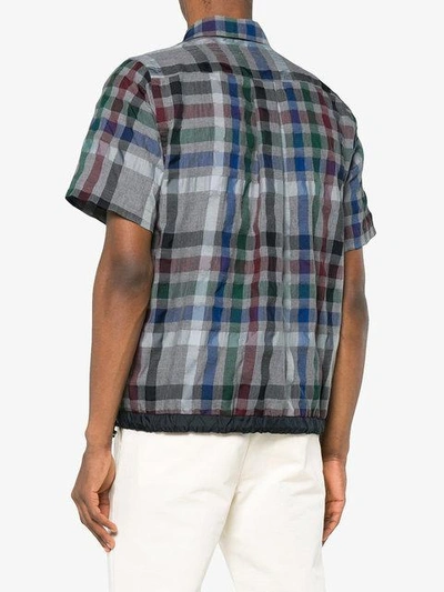 Shop Sacai Grey Sucker Check Shirt