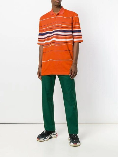 Shop Napa By Martine Rose Striped Polo Shirt In Orange