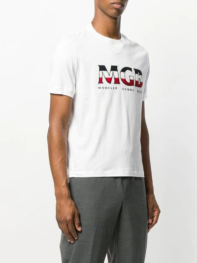 Shop Moncler Logo Print Sweatshirt T-shirt In White