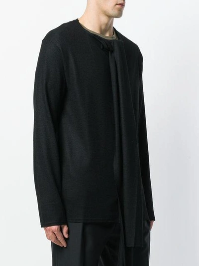 Shop Yohji Yamamoto Tie Front Jumper In Black