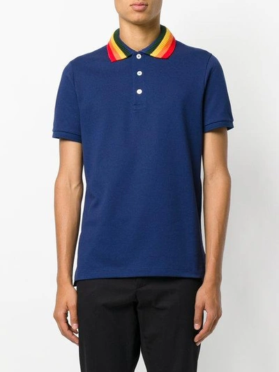 Shop Gucci Polo Shirt With Wolf Appliqué - Blue