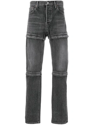 Shop Balenciaga Bal Zipped Jeans In Grey