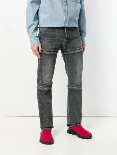Shop Balenciaga Bal Zipped Jeans In Grey