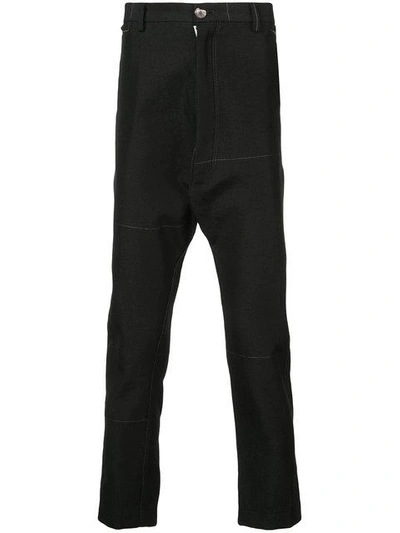 Shop Taichi Murakami Dropped Crotch Trousers In Black