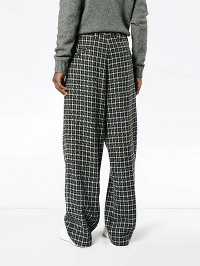 Shop Marni Wool Checked Wide Leg Trousers