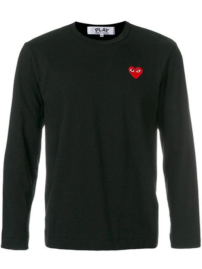 Shop Comme Des Garçons Play Heart Logo T-shirt In Black