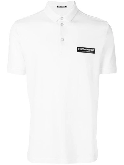 Shop Dolce & Gabbana Logo Patch Polo Shirt - White