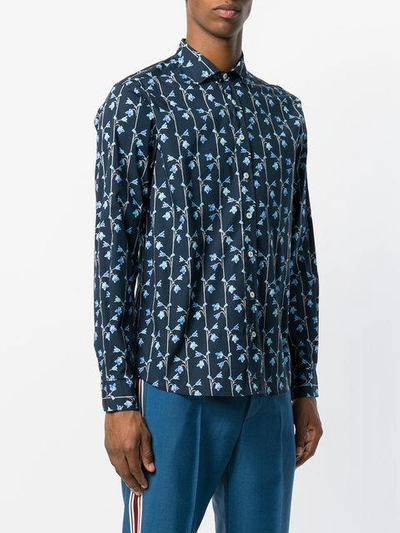 Shop Etro Floral Print Shirt In Blue