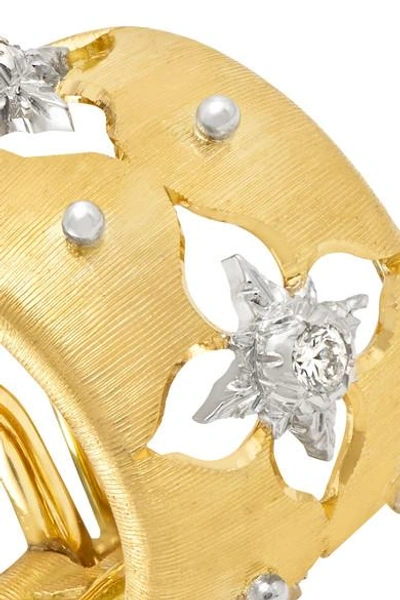 Shop Buccellati Macri Giglio 18-karat Yellow And White Gold Diamond Hoop Earrings