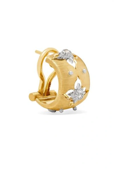 Shop Buccellati Macri Giglio 18-karat Yellow And White Gold Diamond Hoop Earrings