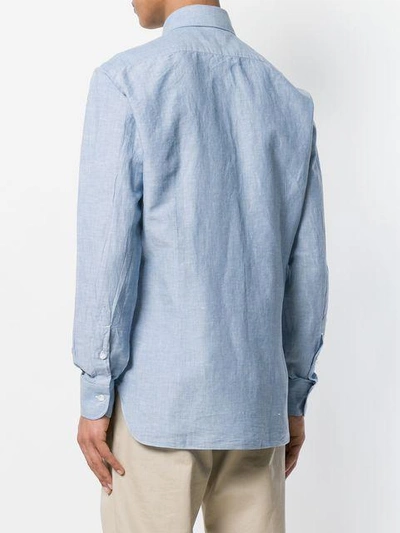 Shop Barba Spread Collar Shirt In Blue