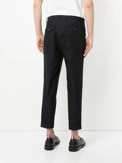 Shop Education From Youngmachines Cherry Embroidered Trousers - Blue