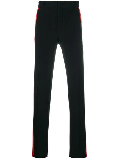 Shop Alexander Mcqueen Side-stripe Straight Trousers In Black