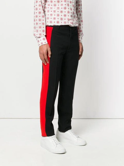 Shop Alexander Mcqueen Side-stripe Straight Trousers In Black