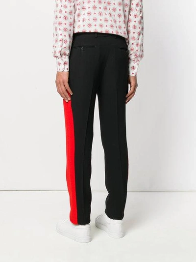 Shop Alexander Mcqueen Side-stripe Straight Trousers In Black