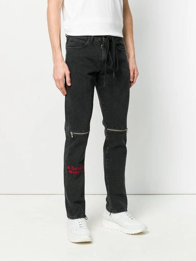 Shop Off-white Zip Detail Slim-fit Jeans - Black