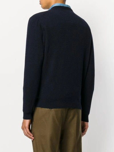 Shop Prada Classic Knitted Sweater - Blue