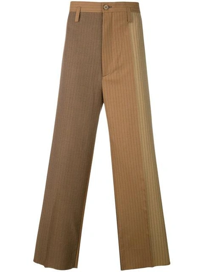 Shop Marni Loose Fit Striped Chinos - Brown
