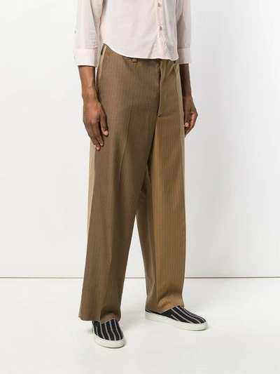 Shop Marni Loose Fit Striped Chinos - Brown