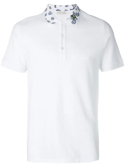 Shop Etro Paisley Collar Polo Shirt In White