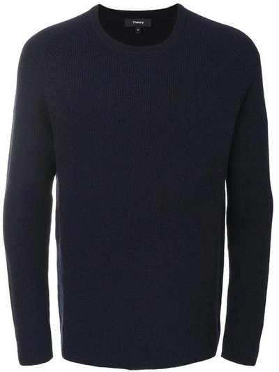 Shop Theory Ribbed Raglan Sweater In Blue