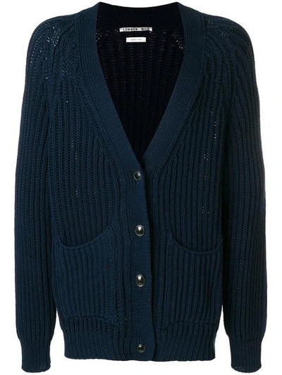 Shop Common Wild Knitted Buttoned Cardigan In Blue