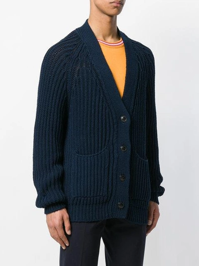 Shop Common Wild Knitted Buttoned Cardigan In Blue