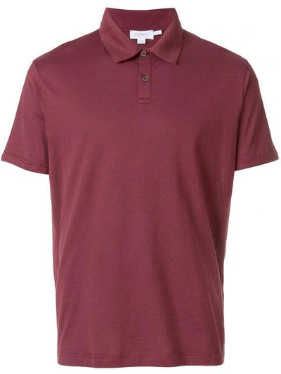 Shop Sunspel Plain Polo Shirt In Pink & Purple