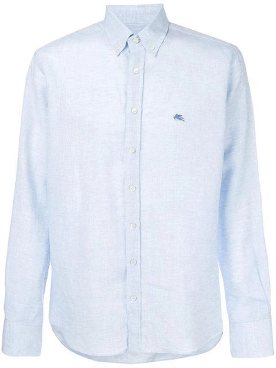 Shop Etro Button-down Logo Shirt In Blue