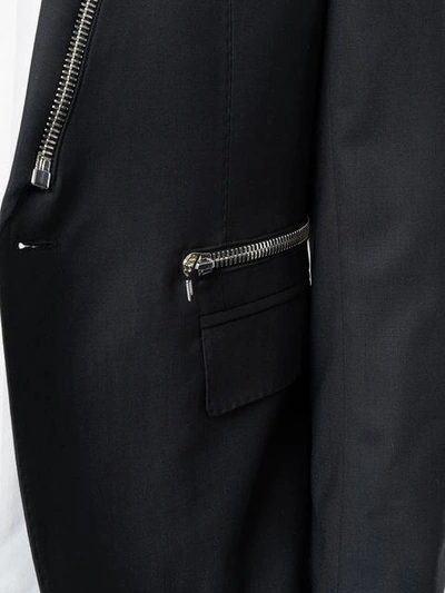 Shop Les Hommes Zip Trim Blazer In Black